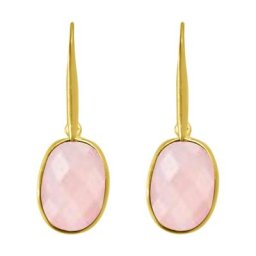 Gemshine Ohrringe 'OVAL Rosenquarze' Weiss Damen