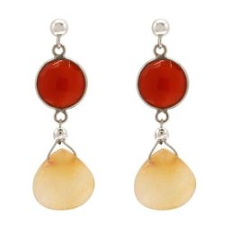 Gemshine Ohrringe 'Karneolen und Chalcedon Tropfen' Weiss Damen