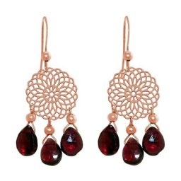 Gemshine Ohrringe 'Mandalas und Granat Chandelier Tropfen' Weiss Damen