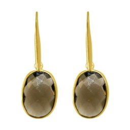 Gemshine Ohrringe 'OVAL Smoky Rauchquarze' Weiss Damen