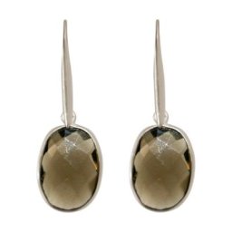 Gemshine Ohrringe 'OVAL Smoky Rauchquarze' Weiss Damen