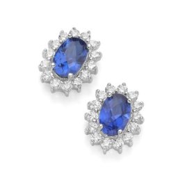 Smart Jewel Ohrstecker elegant, farbige Steine und weiße Zirkonia, Silber 925 Ohrringe Blau Damen