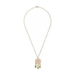 Gemshine Halskette 'Mandala und Peridot Edelstein Tropfen' Ketten Weiss Damen
