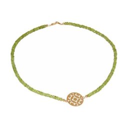 Gemshine Halskette 'Choker: Yoga Mandala und Peridot Edelsteine' Ketten Weiss Damen