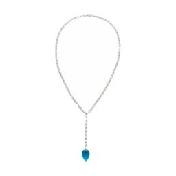 Gemshine Kette mit Anhänger 'Blautopas Quarz London Blue Tropfen' Ketten Weiss Damen