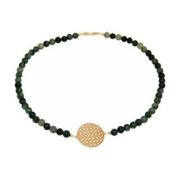 Gemshine Halskette 'Choker: Yoga Mandala und Jade Edelsteine Farbverlauf' Ketten Weiss Damen