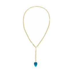 Gemshine Kette mit Anhänger 'Blautopas Quarz London Blue Tropfen' Ketten Weiss Damen