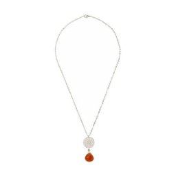 Gemshine Halskette 'Mandala und Karneol Edelstein Tropfen' Ketten Weiss Damen