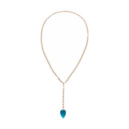 Gemshine Kette mit Anhänger 'Blautopas Quarz London Blue Tropfen' Ketten Weiss Damen