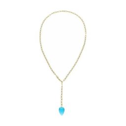 Gemshine Kette mit Anhänger 'Blautopas Quarz Swiss Blue Tropfen' Ketten Weiss Damen