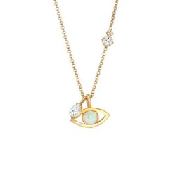 Elli PREMIUM Elli PREMIUM Halskette Evil Eye Synth. Opal Topas Tropfen 925 Silber Ketten Damen
