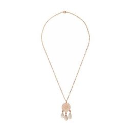 Gemshine Halskette 'Mandala und Rosenquarz Edelstein Tropfen' Ketten Weiss Damen