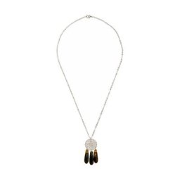 Gemshine Halskette 'Mandala und Tigerauge Chandelier Tropfen' Ketten Weiss Damen