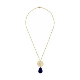 Gemshine Halskette 'Mandala und Lapis Lazuli Tropfen Chandelier' Ketten Weiss Damen