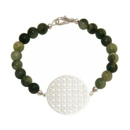 Gemshine Armband 'Yoga Mandala und Jade Edelsteine im Farbverlauf' Armbänder & Armreife Weiss Damen
