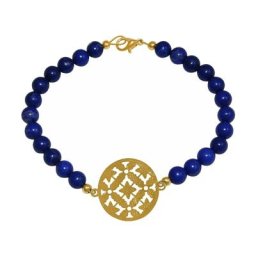 Gemshine Armband 'Yoga Mandala und blaue Jade Edelsteine' Armbänder & Armreife Weiss Damen