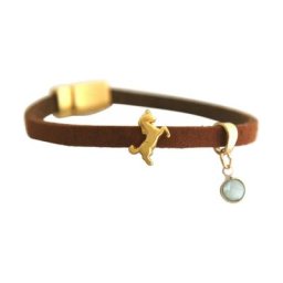 Gemshine Armband 'braunes Leder Einhorn und Chalcedon Edelstein' Armbänder & Armreife Weiss Damen