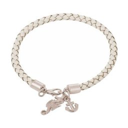 Gemshine Armband 'Maritim Nautics Anker und Seepferd Leder Band' Armbänder & Armreife Weiss Damen