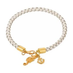 Gemshine Armband 'Maritim Nautics Anker und Seepferd Leder Band' Armbänder & Armreife Weiss Damen