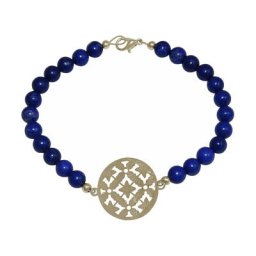 Gemshine Armband 'Yoga Mandala und blaue Jade Edelsteine' Armbänder & Armreife Weiss Damen