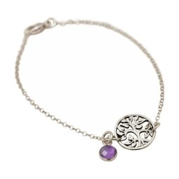 Gemshine Armband 'YOGA Lebensbaum und Amethyst Charm' Armbänder & Armreife Weiss Damen