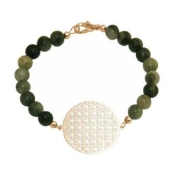 Gemshine Armband 'Yoga Mandala und Jade Edelsteine im Farbverlauf' Armbänder & Armreife Weiss Damen