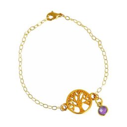 Gemshine Armband 'YOGA Lebensbaum und Amethyst Charm' Armbänder & Armreife Weiss Damen