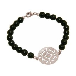 Gemshine Armband 'Yoga Mandala und schwarze Onyx Edelsteine' Armbänder & Armreife Weiss Damen