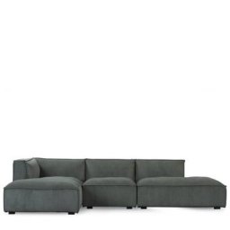 Ecksofa links AUSTER - Ecksofa links, Kord in Eukalyptusgrün, B300