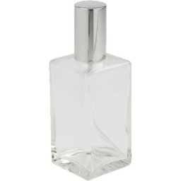 Fantasia Klarglas-Flasche, eckig, mit Zerstäuberpumpe + Kappe silber für 100 ml