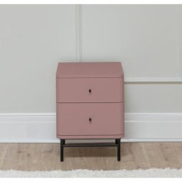 andas Nachttisch Bergen, aus massiver Kiefer, Füße aus Metall, Soft-Close-Funktion