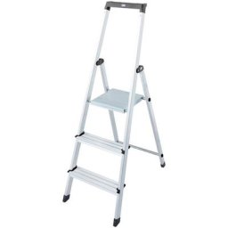 KRAUSE Stehleiter Solidy, Aluminium, 1x3 Stufen, Arbeitshöhe ca. 262 cm