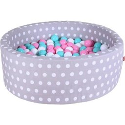 Knorrtoys® Bällebad Soft, Grey White Dots, mit 300 Bällen rose/creme/lightBlue, Made in Germany