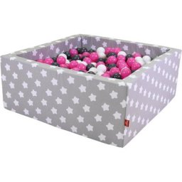 Knorrtoys® Bällebad Soft, Grey White Stars, eckig mit 100 Bällen creme/Grey/rose, Made in Europe