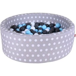 Knorrtoys® Bällebad Soft, Grey White Dots, & 300 Bälle creme/Grey/lightBlue, Made in Europe