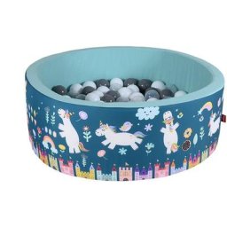 Knorrtoys® Bällebad Soft, Unicorn Petrol, mit 150 Bällen grau/weiß/transparent, Made in Europe