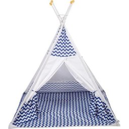 Polini kids Spielzelt Tipi, ZickZack blau mit Transporttasche