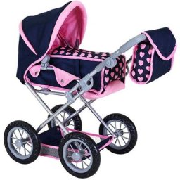 Knorrtoys® Kombi-Puppenwagen Ruby - Pink Hearts, mit Wickeltasche