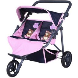 Knorrtoys® Puppen-Zwillingsbuggy Duo - Navy Pink Bear