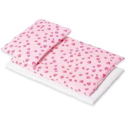 Pinolino® Puppen Bettwäsche Herzchen, rosa, (Set, 3-tlg), mit Matratze