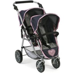 CHIC2000 Puppen-Zwillingsbuggy Vario, Grau-Navy
