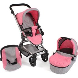 CHIC2000 Kombi-Puppenwagen Fides 3in1, Melange Pink, mit Babywanne, Sportsitz und Autositz