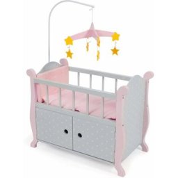 CHIC2000 Puppenbett Puntos Grey, aus Holz mit Mobile