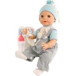 Schildkröt Manufaktur Babypuppe Trink- und Nässpuppe Finn, hellblau/weiß, Made in Germany