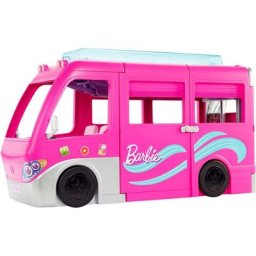 Barbie Spielzeug-Auto Super Abenteuer-Camper, mit Pool, Rutsche und über 60 Zubehörteilen