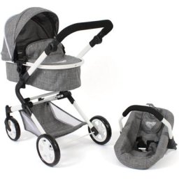 CHIC2000 Kombi-Puppenwagen Lia, Jeans Grey, mit Puppen-Autositz