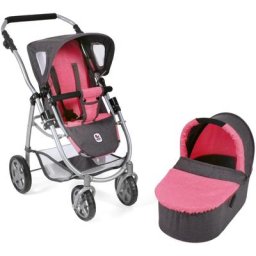 CHIC2000 Kombi-Puppenwagen Emotion All In 2in1, Anthrazit-Pink, inkl. Babywanne und Sportwagenaufsatz