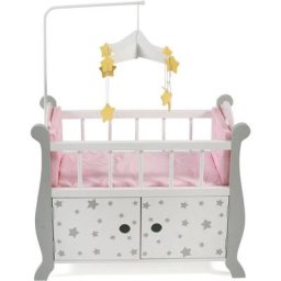 CHIC2000 Puppenbett Stars Grau, aus Holz mit Mobile