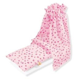 Pinolino® Puppen Bettwäsche Bettzeug mit Himmel für Puppenwiege, Herzchen, (Set, 4-tlg), Made in Europe