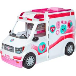 Barbie Puppen Fahrzeug Krankenwagen 2-in-1 Spielset, mit Licht & Geräuschen